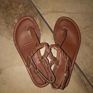 brown braided sandals